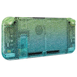 eXtremeRate Glitter Gradient Translucent Green Blue Back Plate for NS Switch Console, NS Joycon Handheld Controller Housing with Full Set Buttons, DIY Replacement Shell for Nintendo Switch - QP347