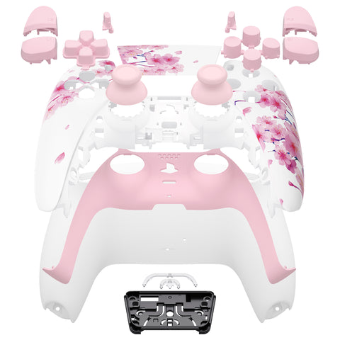 eXtremeRate Full Set Housing Shells with Buttons for PS5 Controller BDM-030/040/050 - Cherry Blossom Whisper - QPFT1004G3