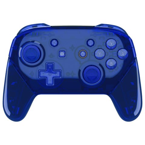 eXtremeRate Crystal Clear Blue Faceplate Backplate Handles for NS Switch Pro Controller - Controller NOT Included - FRP361