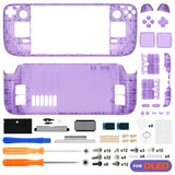 eXtremeRate Replacement Full Set Housing Shell with Buttons for Steam Deck OLED Handheld Console - Clear Atomic Purple - LQXSLM001