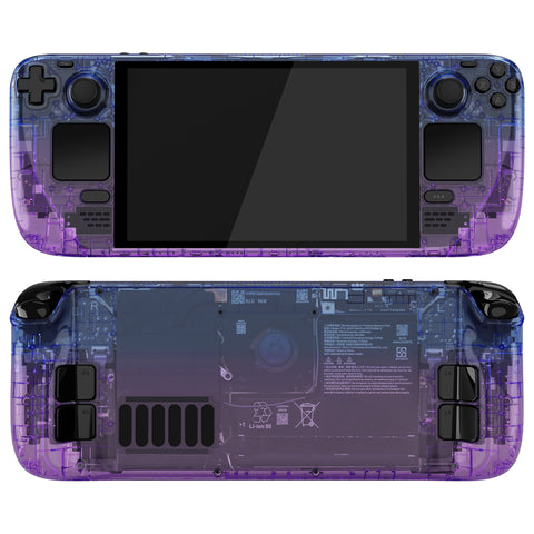 eXtremeRate Replacement Full Set Housing Shell with Buttons for Steam Deck OLED Handheld Console - Gradient Translucent Bluebell - LQXSLP001