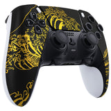 eXtremeRate The Great GOLDEN Wave Off Kanagawa - Black Left Right Front Housing Shell with Touchpad Compatible with ps5 Edge Controller, DIY Replacement Faceplate Shell Custom Touch Pad Cover Compatible with ps5 Edge Controller - MLREGT010