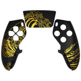 eXtremeRate The Great GOLDEN Wave Off Kanagawa - Black Left Right Front Housing Shell with Touchpad Compatible with ps5 Edge Controller, DIY Replacement Faceplate Shell Custom Touch Pad Cover Compatible with ps5 Edge Controller - MLREGT010