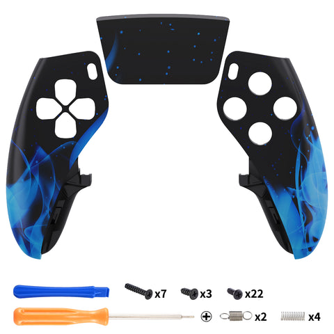 eXtremeRate Blue Flame Left Right Front Housing Shell with Touchpad Compatible with ps5 Edge Controller, DIY Replacement Faceplate Shell Custom Touch Pad Cover Compatible with ps5 Edge Controller - MLREGT004