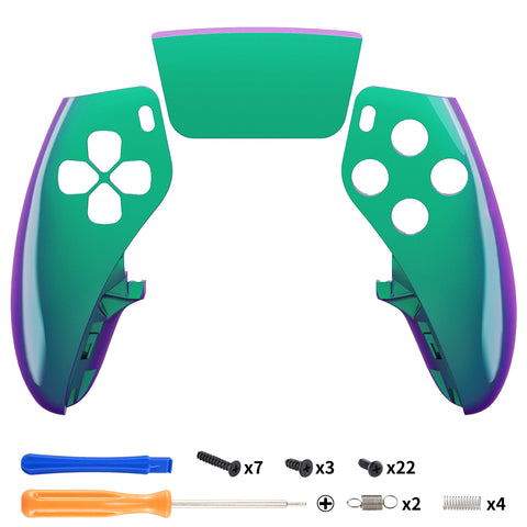 eXtremeRate Chameleon Green Purple Left Right Front Housing Shell with Touchpad Compatible with ps5 Edge Controller, DIY Replacement Faceplate Shell Custom Touch Pad Cover Compatible with ps5 Edge Controller - MLREGP010