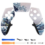 eXtremeRate The Great Wave Left Right Front Housing Shell with Touchpad Compatible with ps5 Edge Controller, DIY Replacement Faceplate Shell Custom Touch Pad Cover Compatible with ps5 Edge Controller - MLREGT003