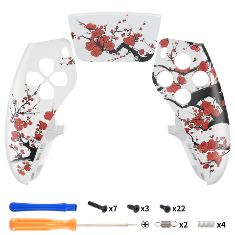 eXtremeRate Winter Blossom Left Right Front Housing Shell with Touchpad Compatible with ps5 Edge Controller, DIY Replacement Faceplate Shell Custom Touch Pad Cover Compatible with ps5 Edge Controller - MLREGT015