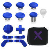 eXtremeRate 13 in 1 Component Pack Kit for Xbox Elite Series 2 Controller, 6 Metal Thumbsticks & Adjustment Tool, 2 D-Pads, 4 Paddles for Xbox Elite Series 2 Core Controller - Blue & Metallic Silver - IL906