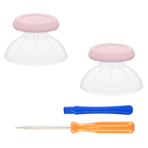 eXtremeRate Clear & Cherry Blossoms Pink Dual-Color Replacement Thumbsticks for PS5 Controller, Custom Analog Stick Joystick Compatible with PS5, for PS4 All Model Controller - JPF644