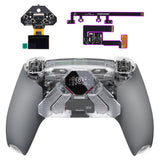 eXtremeRate SPARK Back Paddles Kit with OLED Display & Clicky Trigger Stops & Ergonomic Grips for PS5 Controller BDM-030/040/050/060 - Rubberized Clear & Gray - MZNPFU004M3