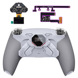 eXtremeRate SPARK Back Paddles Kit with OLED Display & Clicky Trigger Stops & Ergonomic Grips for PS5 Controller BDM-030/040/050/060 - Rubberized White & Gray - MZNPFU002M3