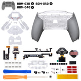 eXtremeRate SPARK Back Paddles Kit with OLED Display & Clicky Trigger Stops & Ergonomic Grips for PS5 Controller BDM-030/040/050 - Rubberized Clear & Gray - MZNPFU004M2