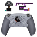 eXtremeRate SPARK Back Paddles Kit with OLED Display & Clicky Trigger Stops & Ergonomic Grips for PS5 Controller BDM-030/040/050 - Rubberized New Hope Gray & Classic Gray - MZNPFU007M2