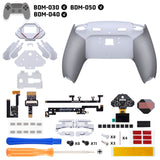 eXtremeRate SPARK Back Paddles Kit with OLED Display & Clicky Trigger Stops & Ergonomic Grips for PS5 Controller BDM-030/040/050 - Rubberized White & Gray - MZNPFU002M2