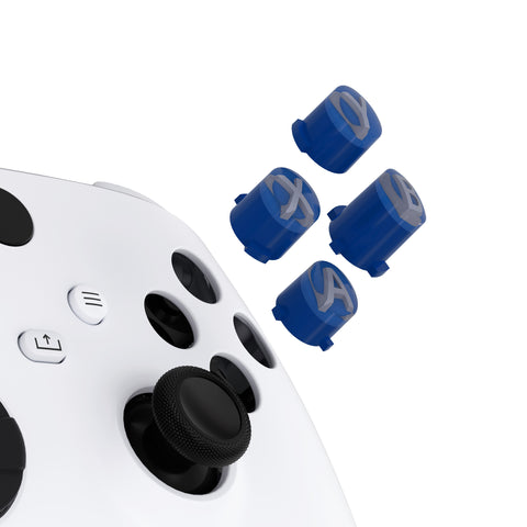 eXtremeRate Three-Thone ABXY Action Buttons with Classic Symbols for Xbox Series X & S Controller & Xbox One S/X & Xbox One Elite V1/V2 Controller - Yale Blue & Clear & New Hope Gray - JDX3M021