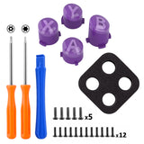eXtremeRate Three-Thone ABXY Action Buttons with Classic Symbols for Xbox Series X & S Controller & Xbox One S/X & Xbox One Elite V1/V2 Controller - Mist Purple & Clear & Taro Purple - JDX3M023