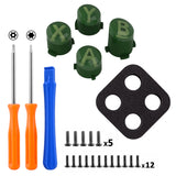 eXtremeRate Three-Thone ABXY Action Buttons with Classic Symbols for Xbox Series X & S Controller & Xbox One S/X & Xbox One Elite V1/V2 Controller - Deep Pine Green & Clear & Bamboo Green - JDX3M022