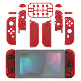 eXtremeRate Transparent Clear Red Joycon Handheld Controller Housing with Full Set Buttons, DIY Replacement Shell Case for NS Switch JoyCon & OLED JoyCon - Console Shell NOT Included - CM502