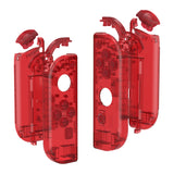 eXtremeRate Transparent Clear Red Joycon Handheld Controller Housing with Full Set Buttons, DIY Replacement Shell Case for NS Switch JoyCon & OLED JoyCon - Console Shell NOT Included - CM502