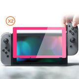 eXtremeRate 2 Pack Bright Pink Transparent HD Clear Saver Protector Film, Tempered Glass Screen Protector for Nintendo Switch [Anti-Scratch, Anti-Fingerprint, Shatterproof, Bubble-Free] - NSPJ0715