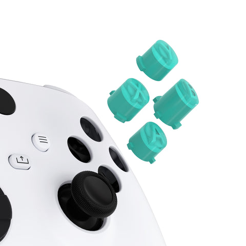 eXtremeRate Two-Tone ABXY Action Buttons with Classic Symbols for Xbox Series X & S Controller & Xbox One S/X & Xbox One Elite V1/V2 Controller - Teal Green & Clear - JDX3M024