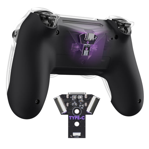 eXtremeRate Type-C Version Replacement Bottom Shell Compatible with PS4 Controller JDM-040/050/055 Models - Black - TCFP4P001