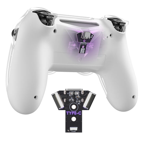 eXtremeRate Type-C Version Replacement Bottom Shell Compatible with PS4 Controller JDM-040/050/055 Models - White - TCFP4P003