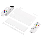 eXtremeRate White Full Set Shell for Nintendo Switch OLED, Replacement Console Back Plate & Kickstand, NS Joycon Handheld Controller Housing & Buttons for Nintendo Switch OLED - AQUSOP002