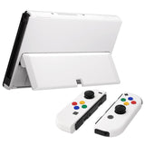 eXtremeRate White Full Set Shell for Nintendo Switch OLED, Replacement Console Back Plate & Kickstand, NS Joycon Handheld Controller Housing & Buttons for Nintendo Switch OLED - AQUSOP002