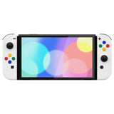 eXtremeRate White Full Set Shell for Nintendo Switch OLED, Replacement Console Back Plate & Kickstand, NS Joycon Handheld Controller Housing & Buttons for Nintendo Switch OLED - AQUSOP002