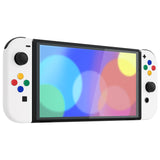 eXtremeRate White Full Set Shell for Nintendo Switch OLED, Replacement Console Back Plate & Kickstand, NS Joycon Handheld Controller Housing & Buttons for Nintendo Switch OLED - AQUSOP002