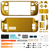 eXtremeRate Replacement Chrome Gold Full Set Shell with Buttons for Steam Deck LCD - QESDD001