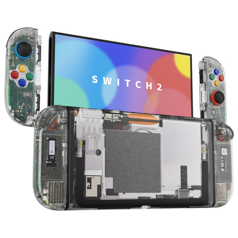 eXtremeRate DIY Replacement Full Set Shells with Buttons for Nintendo Switch 2 - Deluxe Version - Clear - QGRNTM006