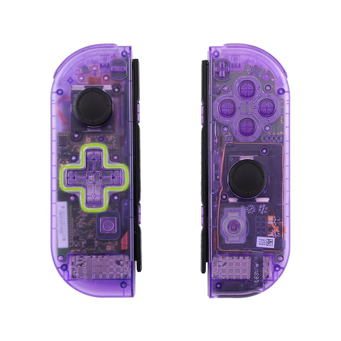 eXtremeRate Clear Atomic Purple Joycon Handheld Controller Housing (D-Pad Version) with Full Set Buttons, DIY Replacement Shell Case for NS Switch JoyCon & OLED JoyCon - Console Shell NOT Included - JZM505