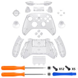 eXtremeRate Transparent Clear Controller Full Set Housing Shell Case w/ Buttons for Xbox Series X/S, Custom Replacement Side Rails Front Back Plate Cover for Xbox Series S & Xbox Series X Controller - QX3M501