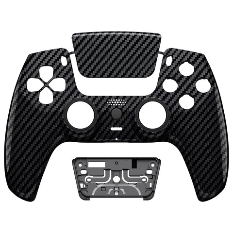 eXtremeRate LUNA Redesigned Graphite Carbon Fiber Pattern Front Shell Touchpad Compatible with ps5 Controller BDM-010/020/030/040, DIY Replacement Housing Custom Touch Pad Cover Compatible with ps5 Controller - GHPFS001