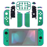 eXtremeRate Chameleon Green Purple Handheld Controller Housing With Full Set Buttons DIY Replacement Shell Case for NS Switch JoyCon & OLED JoyCon - Console Shell NOT Included - CP311