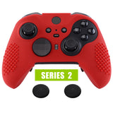 eXtremeRate PlayVital Red Soft Anti-Slip Silicone Cover Skins, Controller Protective Case for New Xbox One Elite Series 2 (Model 1797 and Core Model 1797) with Thumb Grips Analog Caps -XBOWP0043GC
