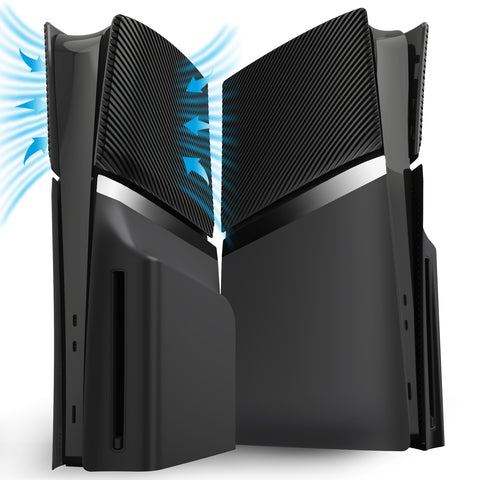 eXtremeRate eXcover Replacement Top Bottom Cover Side Panel with Cooling Vent for PS5 Slim Disc Edition Console - Black - APSPFM001