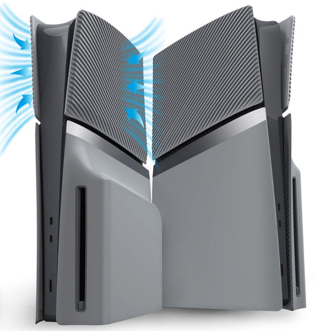 eXtremeRate eXcover Replacement Top Bottom Cover Side Panel with Cooling Vent for PS5 Slim Disc Edition Console - New Hope Gray - APSPFM003