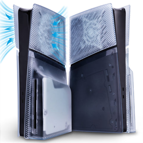 eXtremeRate eXcover Replacement Top Bottom Cover Side Panel with Cooling Vent for PS5 Slim Disc Edition Console - Clear Ice Blue - APSPFM002