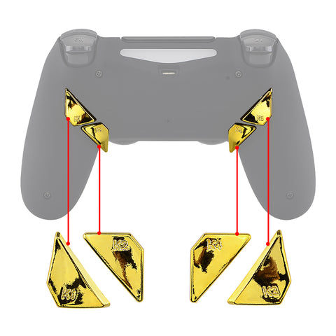 eXtremeRate Chrome Gold Replacement Redesigned Back Buttons K1 K2 K3 K4 Paddles for eXtremeRate PS4 Controller Dawn Remap Kit - P4GZ016