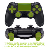 eXtremeRate Textured Green Dawn Remappable Remap Kit with Redesigned Back Shell & 4 Back Buttons for PS4 Controller JDM 040/050/055 - P4RM010