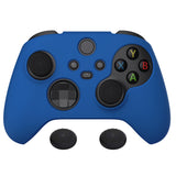 PlayVital Blue Pure Series Anti-Slip Silicone Cover Skin for Xbox Series X Controller, Soft Rubber Case Protector for Xbox Series S Controller with Black Thumb Grip Caps - BLX3008