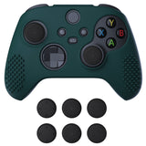 PlayVital Racing Green 3D Studded Edition Anti-slip Silicone Cover Skin for Xbox Series X Controller, Soft Rubber Case Protector for Xbox Series S Controller with 6 Black Thumb Grip Caps - SDX3004