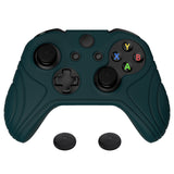 PlayVital Samurai Edition Racing Green Anti-Slip Controller Grip Silicone Skin for Xbox One X/S Controller, Ergonomic Soft Rubber Protective Case Cover for Xbox One S/X Controller with Black Thumb Stick Caps - XOQ037