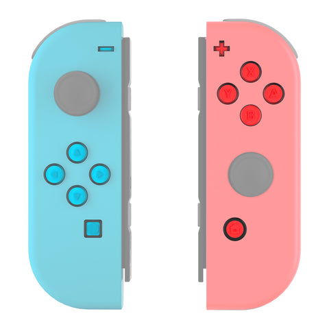 eXtremeRate Replacement Controller ABXY Direction Home Capture + - Jelly Buttons, Two-Tone New Hope Blue & Red & Clear with Symbols Action Face Keys for Nintendo Switch & Switch OLED Joy-con - JoyCon NOT Included - AJ7010