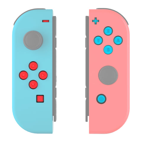 eXtremeRate Replacement Controller ABXY Direction Home Capture + - Jelly Buttons, Two-Tone New Hope Red & Blue & Clear with Symbols Action Face Keys for Nintendo Switch & Switch OLED Joy-con - JoyCon NOT Included - AJ7011