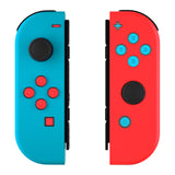 eXtremeRate Replacement Controller ABXY Direction Home Capture + - Jelly Buttons, Two-Tone New Hope Red & Blue & Clear with Symbols Action Face Keys for Nintendo Switch & Switch OLED Joy-con - JoyCon NOT Included - AJ7011