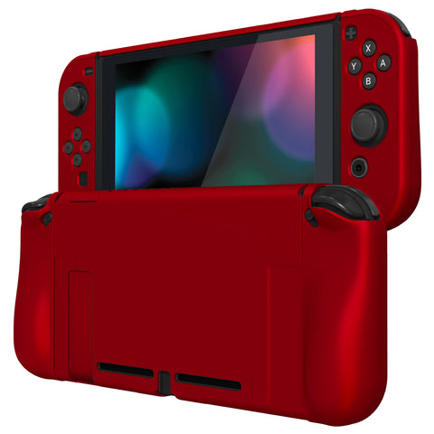 PlayVital UPGRADED Dockable Case Grip Cover for NS Switch, Ergonomic Protective Case for NS Switch, Separable Protector Hard Shell for Joycon - Scarlet Red - ANSP3003